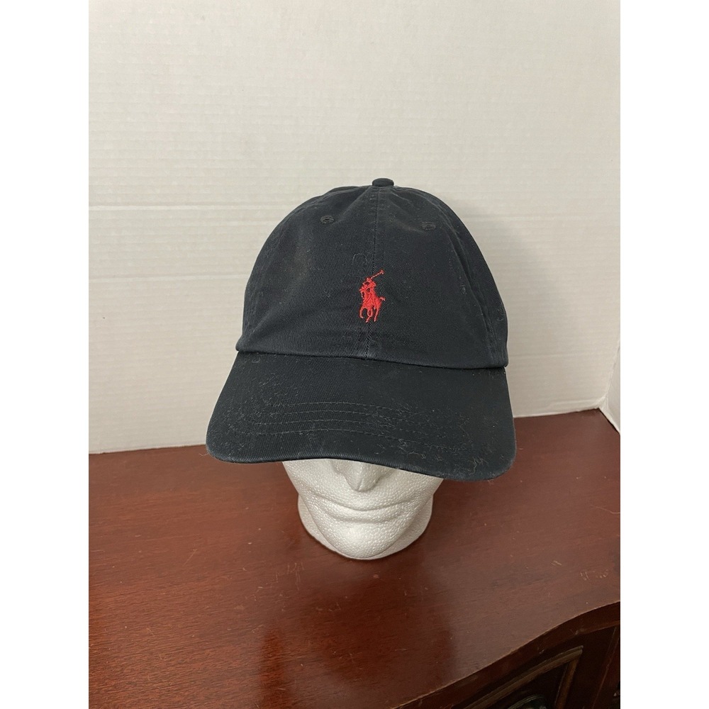Polo Ralph Lauren Hat Black With Red Horse Adjustable Strapback Cap Embroidered